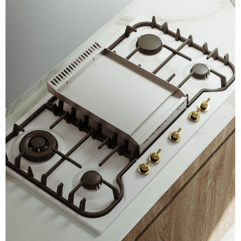 ILVE 90cm Nostalgie Series Natural Gas Cooktop with Tepanyaki Plate HCB90FCN/WHB