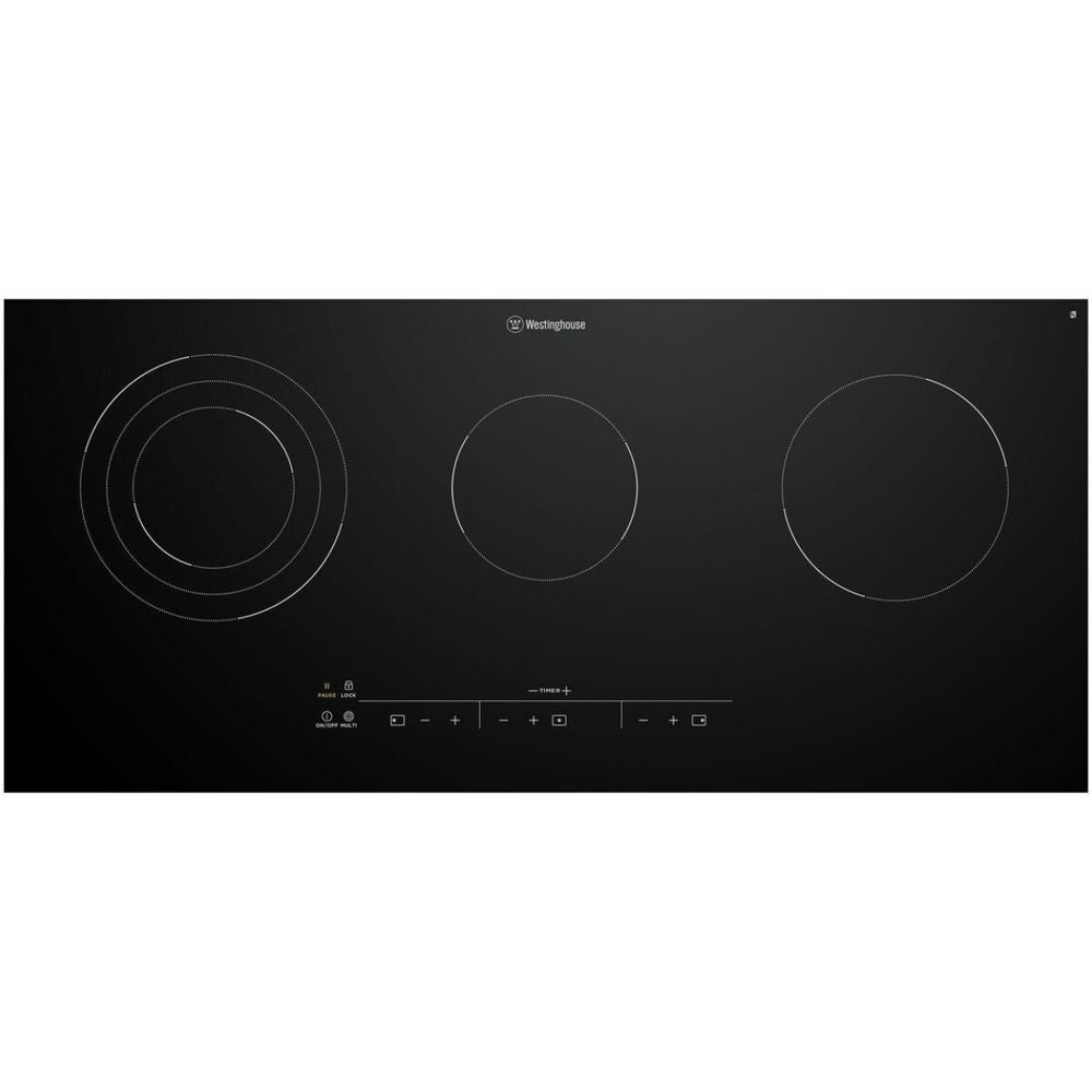 Westinghouse 90cm 3 Zone Ceramic Cooktop with Triple Zone and Hob2Hood WHC933BD
