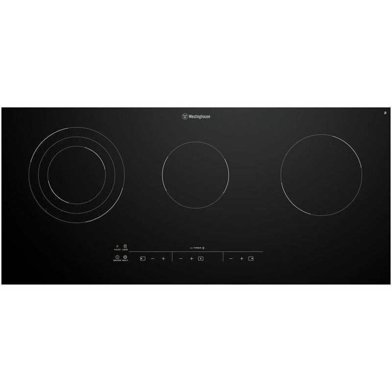Westinghouse 90cm 3 Zone Ceramic Cooktop with Triple Zone and Hob2Hood WHC933BD