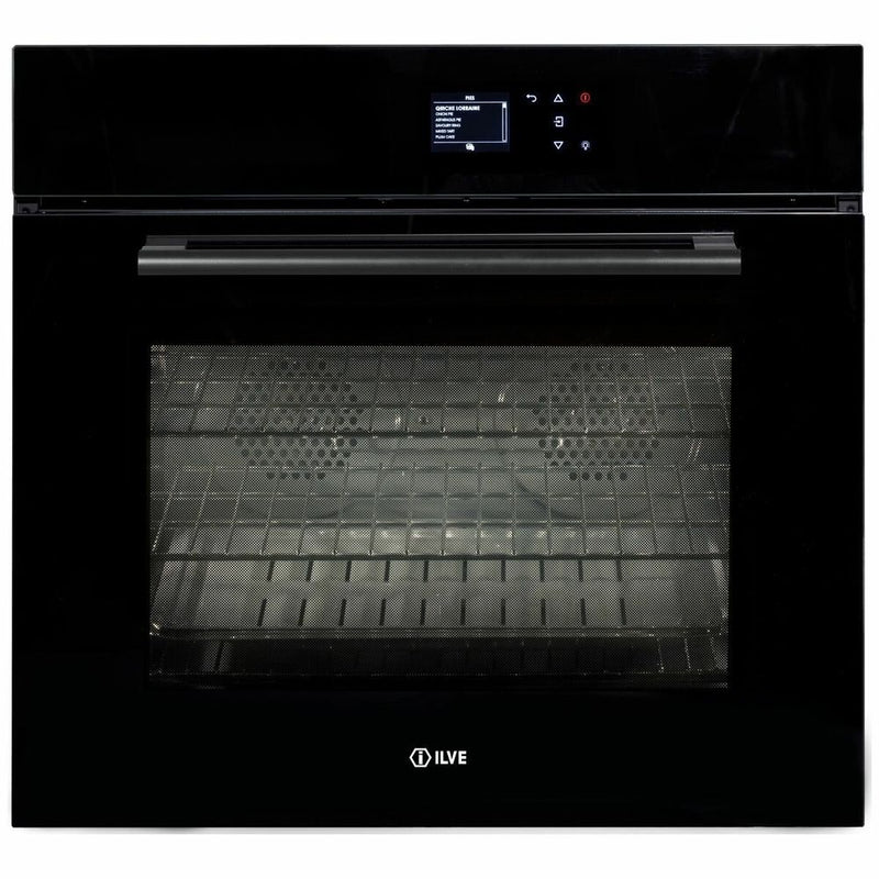 ILVE 76cm Pyrolytic Electric Black Built-In Oven 760SPYTCBV+