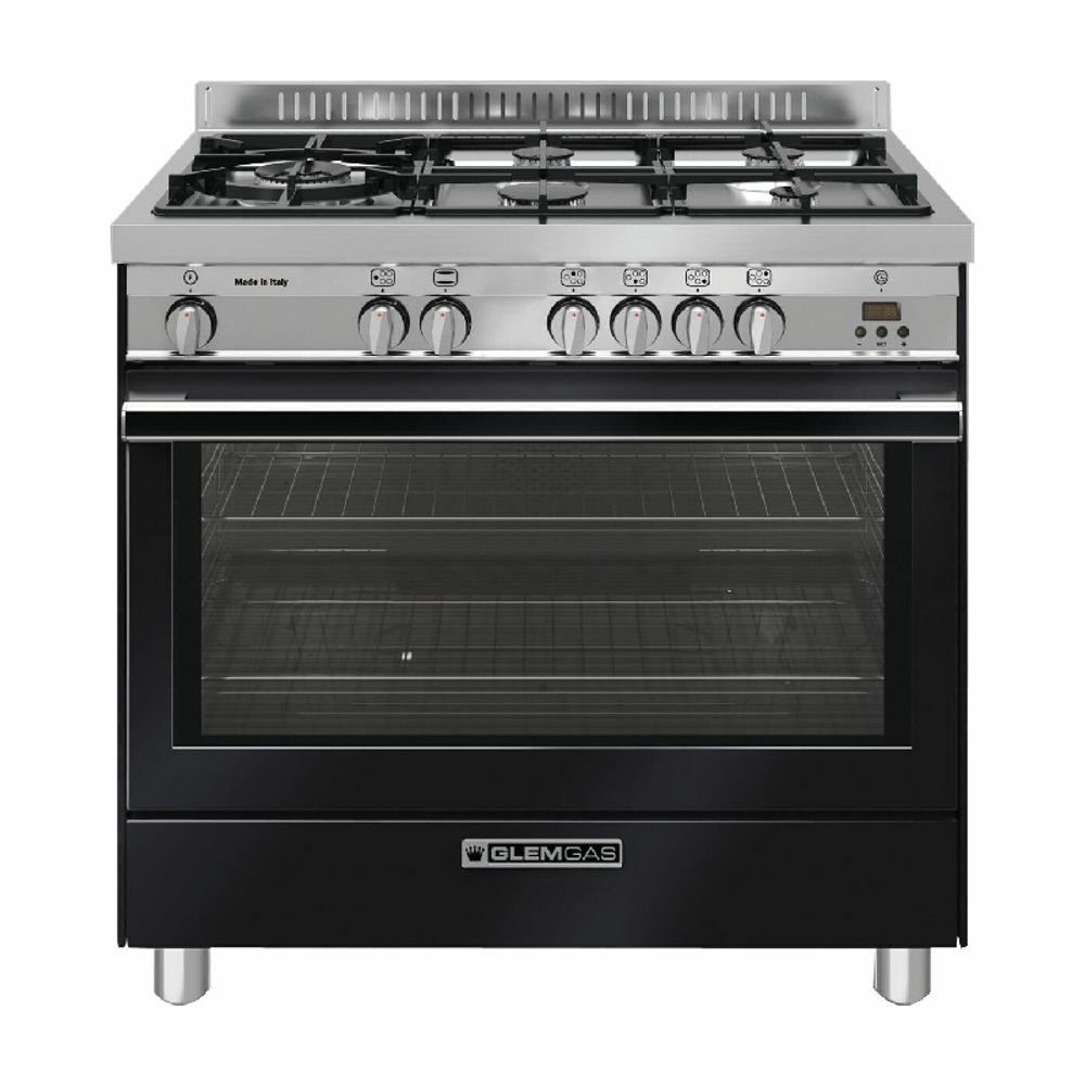 Glem 90cm Fan Assisted Gas Oven/Stove Black GS965GGN