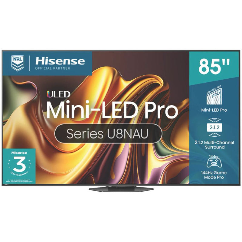 Hisense 85″ U8NAU 4K Mini-LED QLED Smart TV 24 85U8NAU