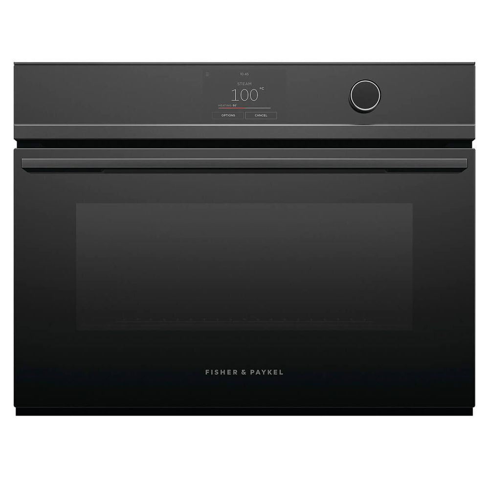 Fisher & Paykel Series 9 60cm Contemporary Compact Combi-Steam Oven Black Glass OS60NDTDB1