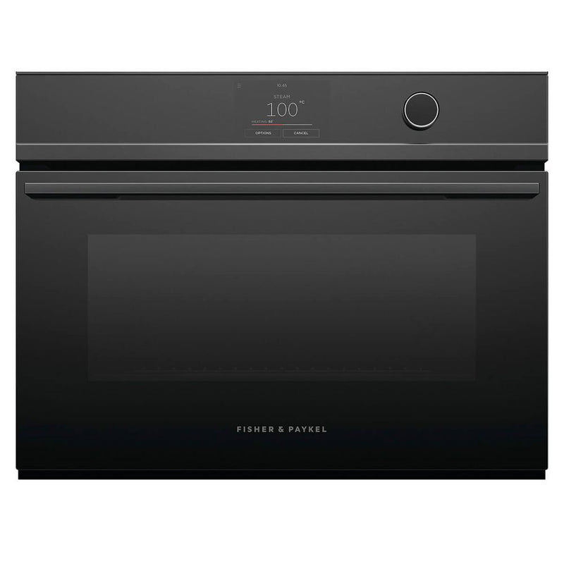 Fisher & Paykel Series 9 60cm Contemporary Compact Combi-Steam Oven Black Glass OS60NDTDB1