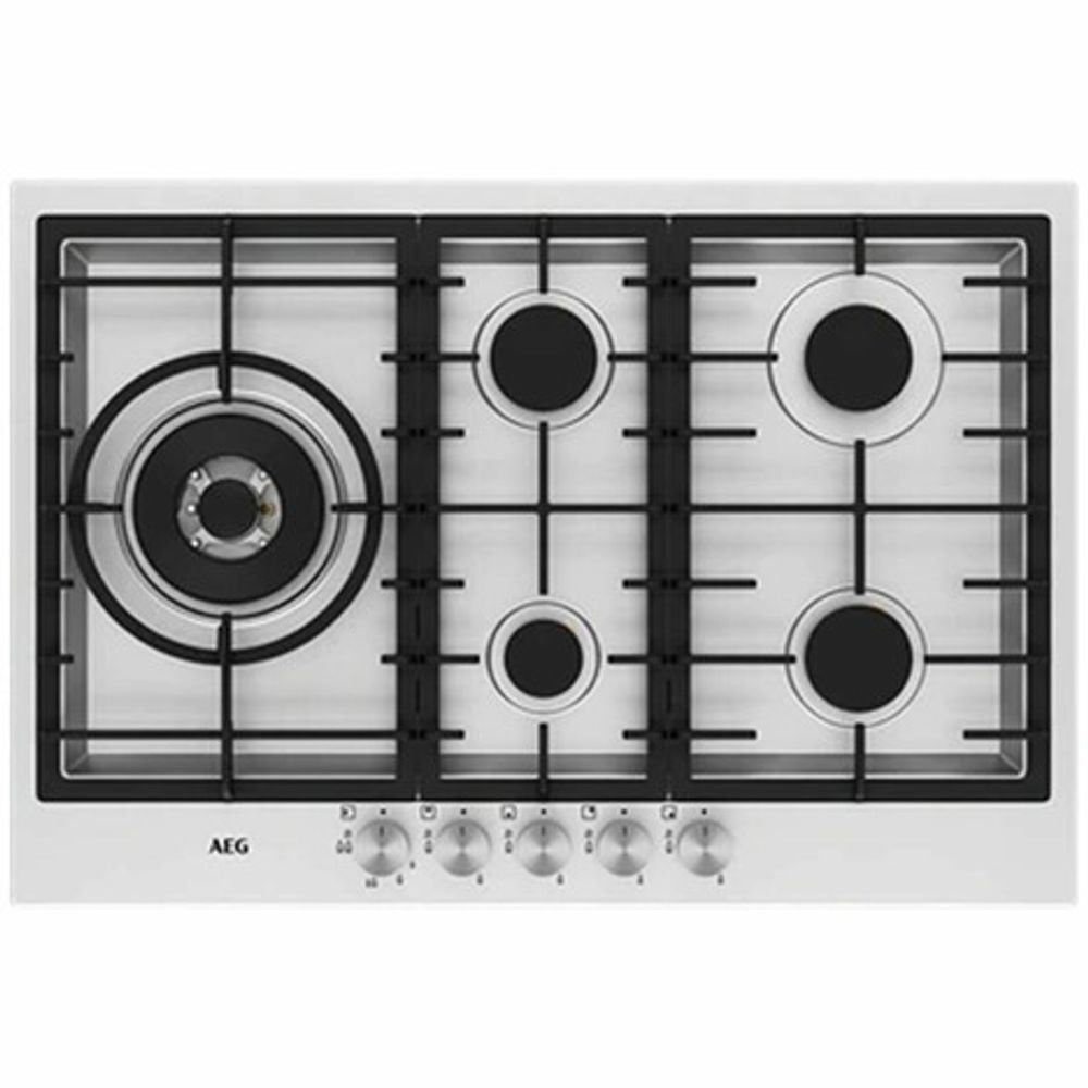 AEG 75CM FIVE BURNER STAINLESS STEEL GAS COOKTOP HG75FXB