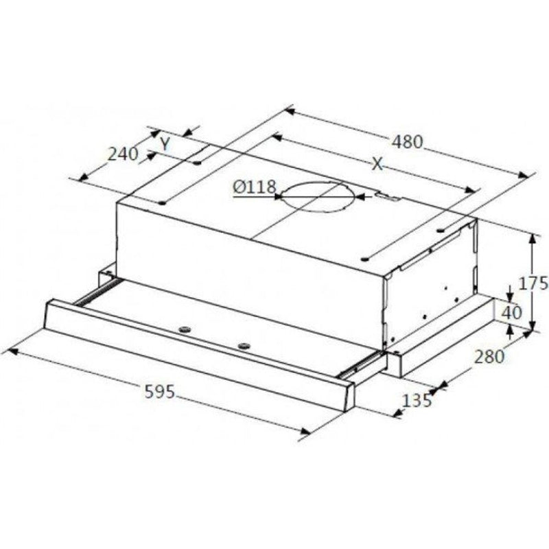Casa 60cm Slideout Rangehood SLDCA60