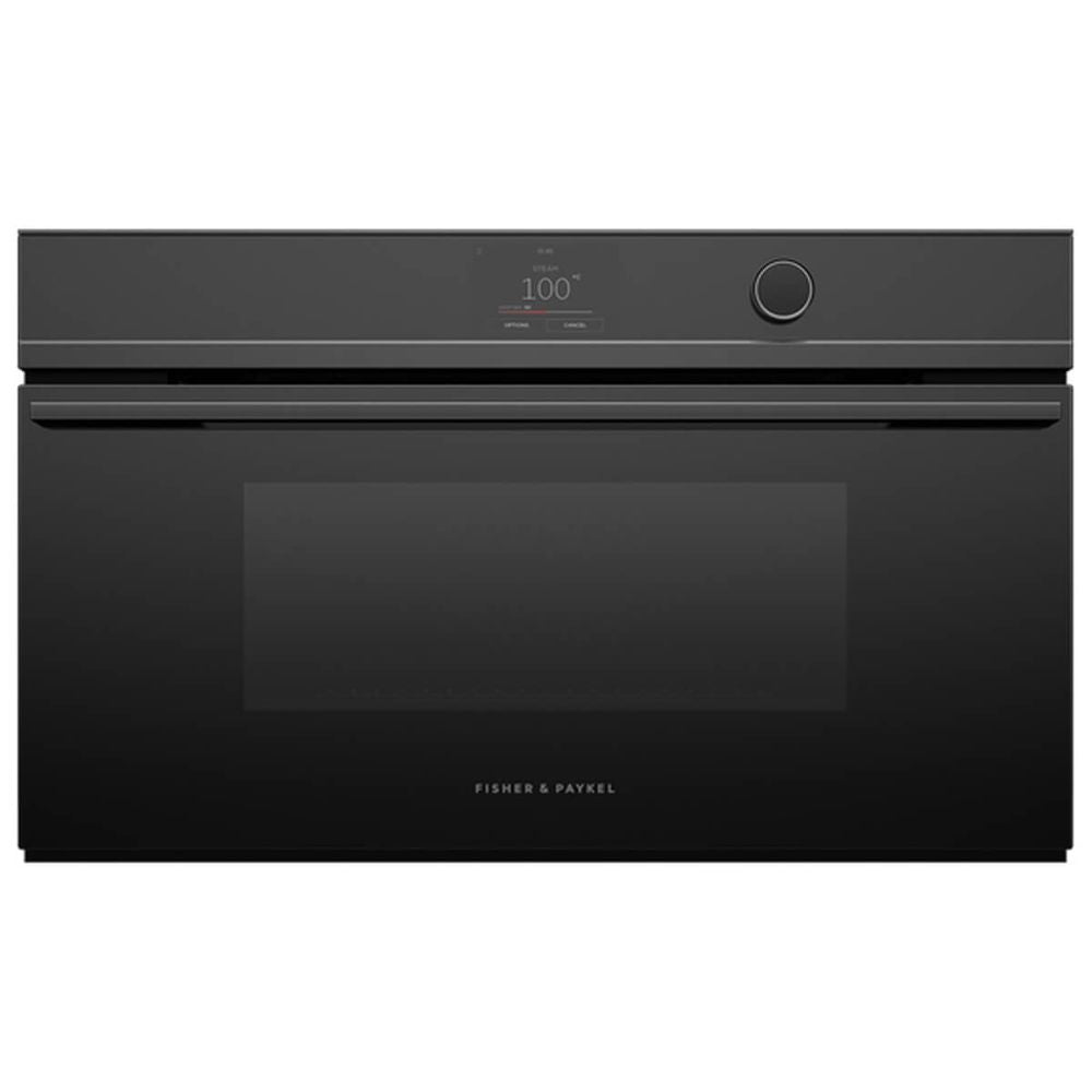 Fisher & Paykel Series 9 76cm Contemporary Compact Combi-Steam Oven Black Glass OS76NDTDB1