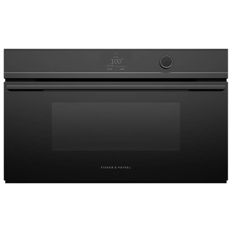 Fisher & Paykel Series 9 76cm Contemporary Compact Combi-Steam Oven Black Glass OS76NDTDB1
