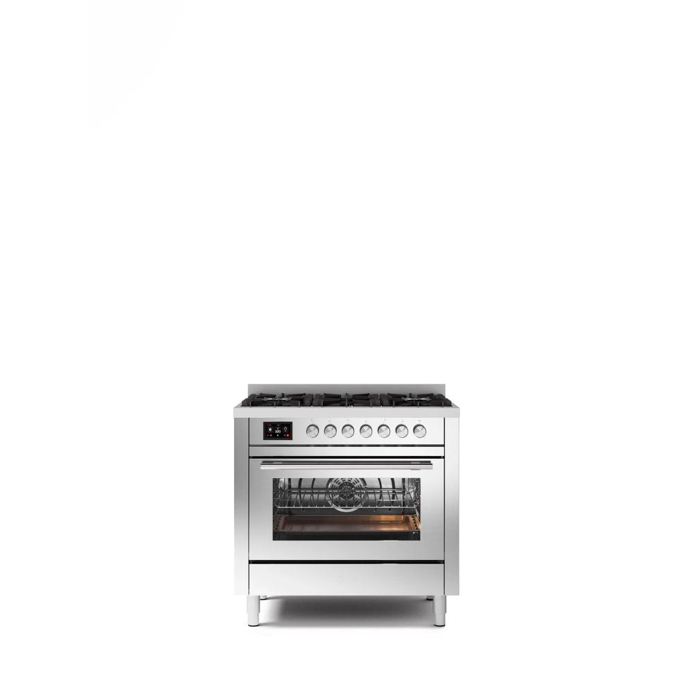 ILVE Stove – Professional Plus – 90 cm – Gas stove/Induction, pyrolysis P366DDWSY/SS