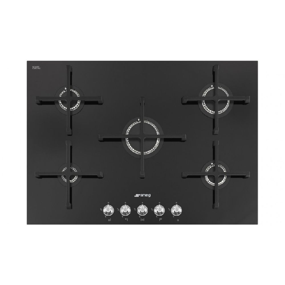 Smeg Linea 750mm Black Ceramic 5 Burner Gas Cooktop PV175CN2AU