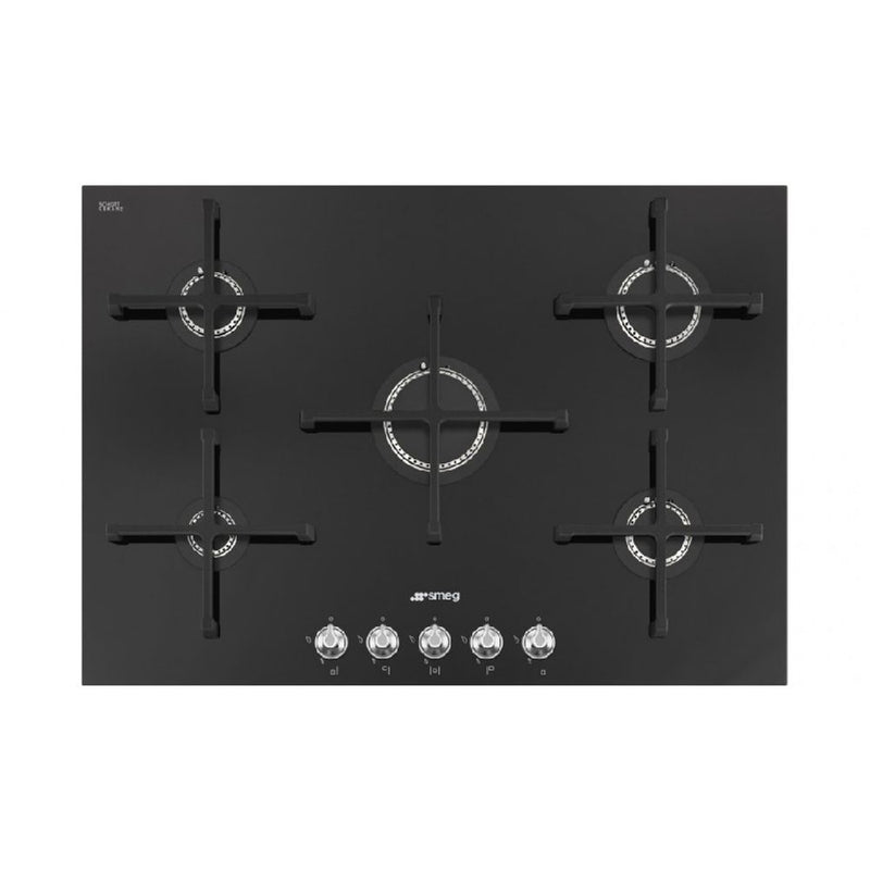 Smeg Linea 750mm Black Ceramic 5 Burner Gas Cooktop PV175CN2AU