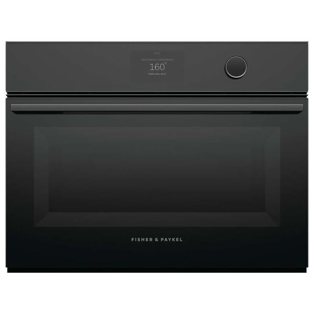 Fisher & Paykel Series 9 60cm Minimal Compact Combi-Microwave Oven Black Glass OM60NMTDB1
