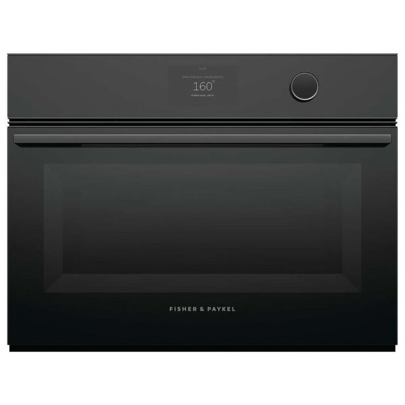 Fisher & Paykel Series 9 60cm Minimal Compact Combi-Microwave Oven Black Glass OM60NMTDB1