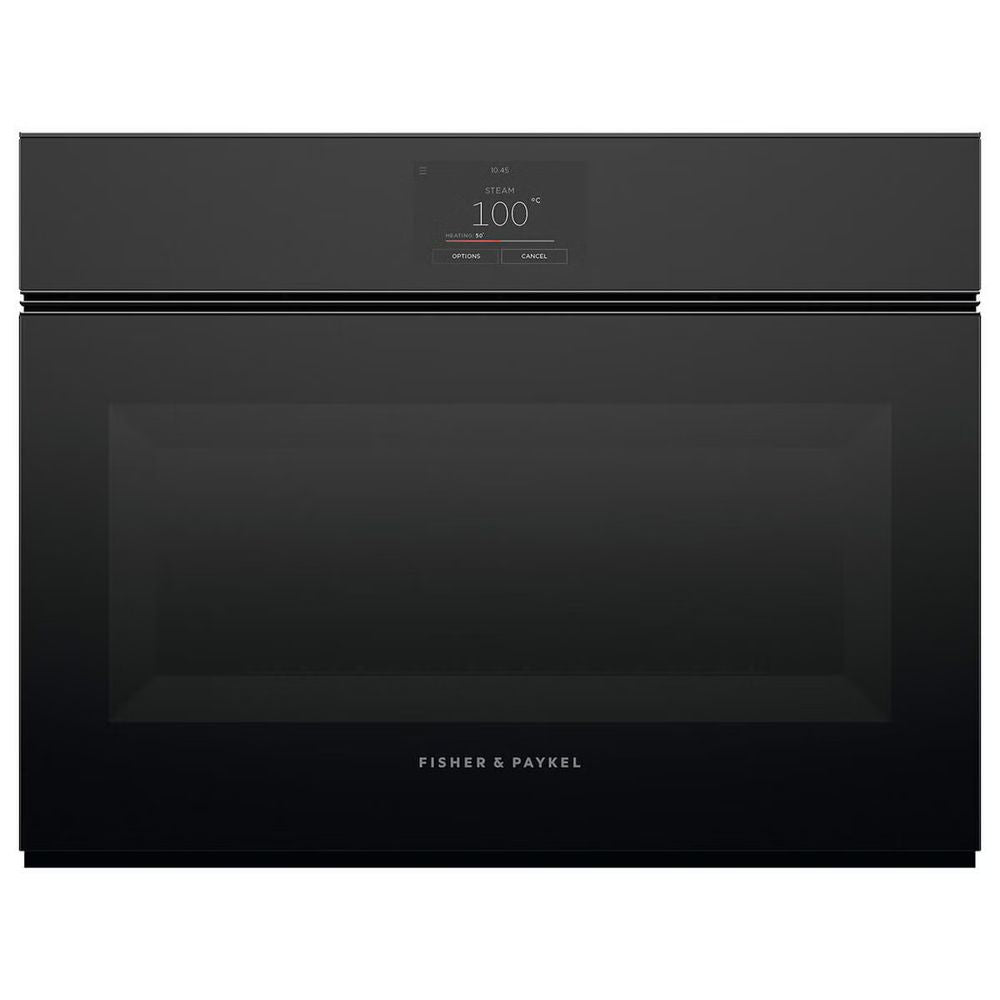 Fisher & Paykel Series 9 60cm Minimal Compact Handleless Combi-Steam Oven Black Glass OS60NMTNB1