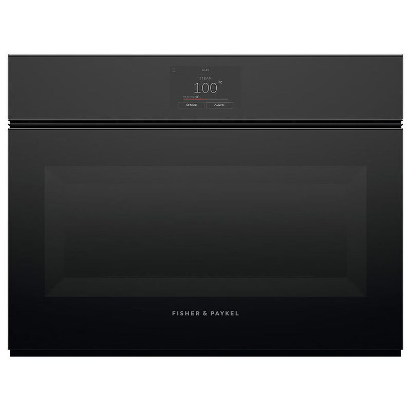 Fisher & Paykel Series 9 60cm Minimal Compact Handleless Combi-Steam Oven Black Glass OS60NMTNB1