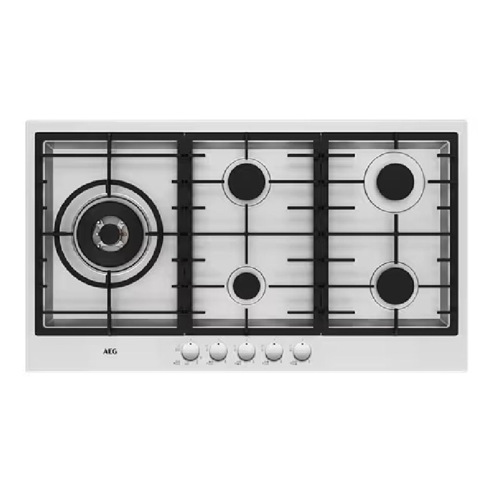 AEG 90CM 5 BURNER STAINLESS STEEL GAS COOKTOP HG90FX-MB