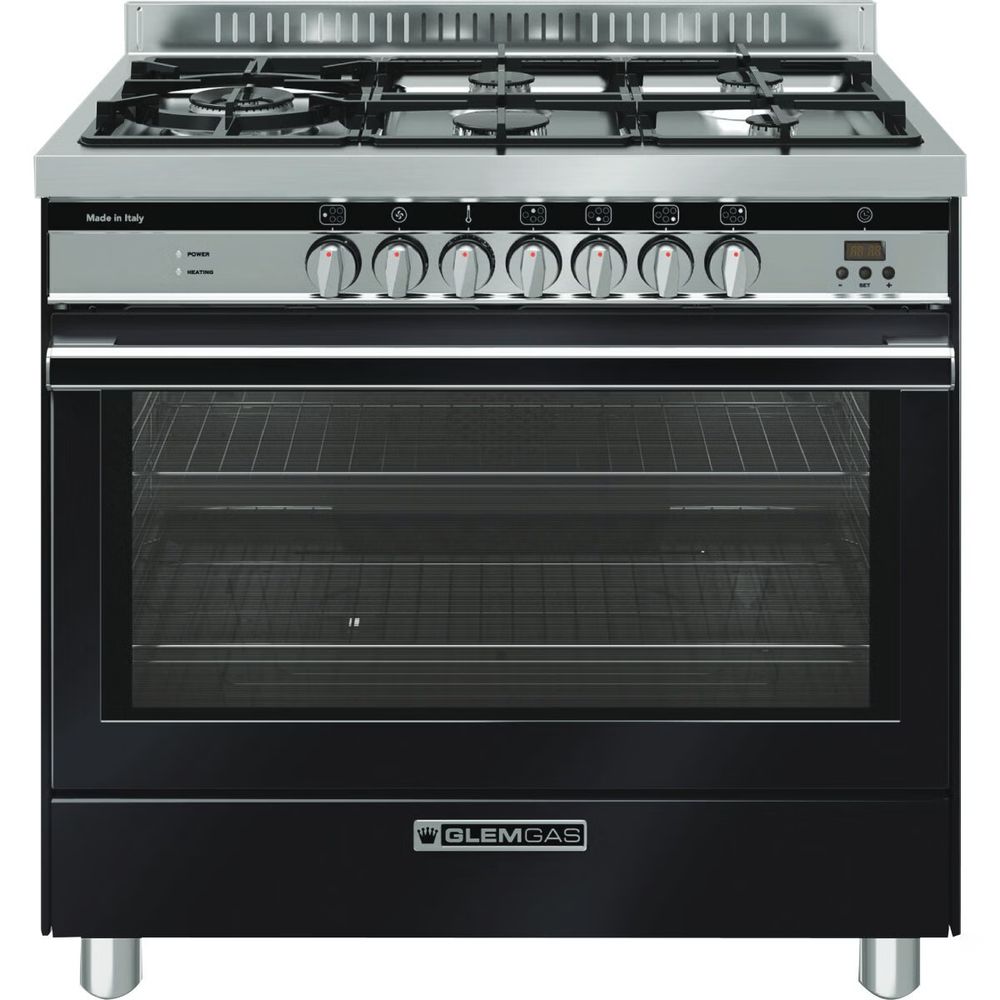 Glem Gas 90cm Dual Fuel Freestanding Oven Matte Black GS965GEMB