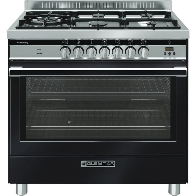 Glem Gas 90cm Dual Fuel Freestanding Oven Matte Black GS965GEMB