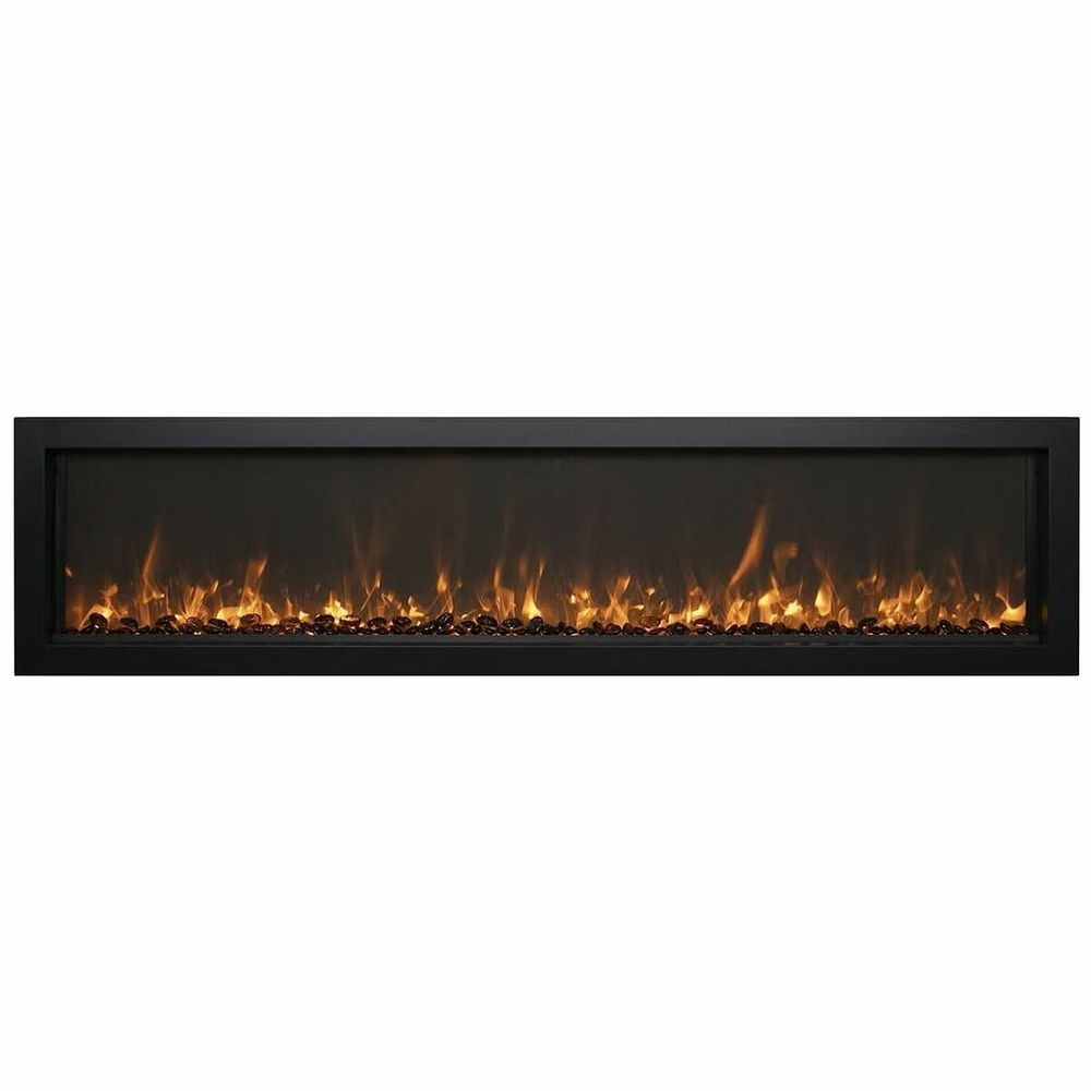 Remii 55 Inch Extra Slim Indoor Built-In Electric Fireplace with Black Steel Surround 102755-XS