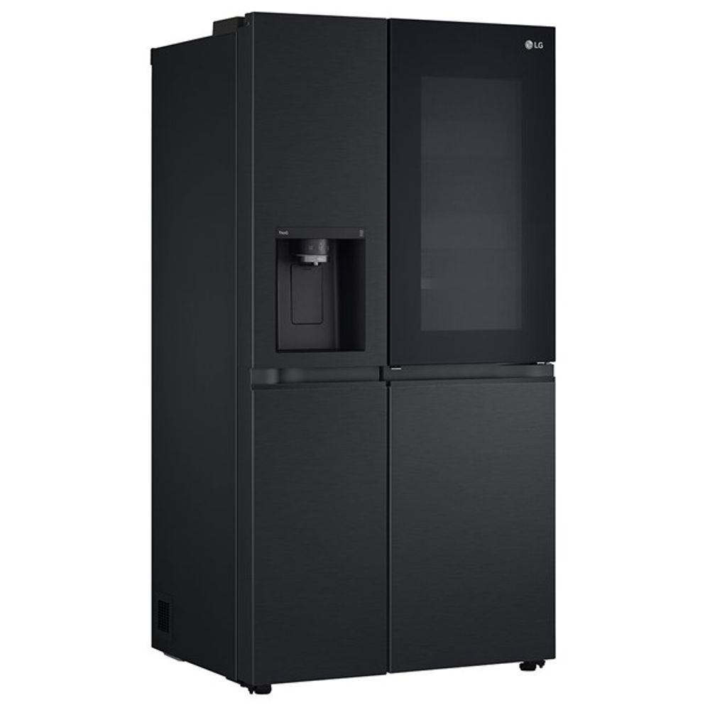 LG 635L Three Door Side by Side InstaView Fridge with Ice & Water Dispenser Matte Black GS-V600MBLC