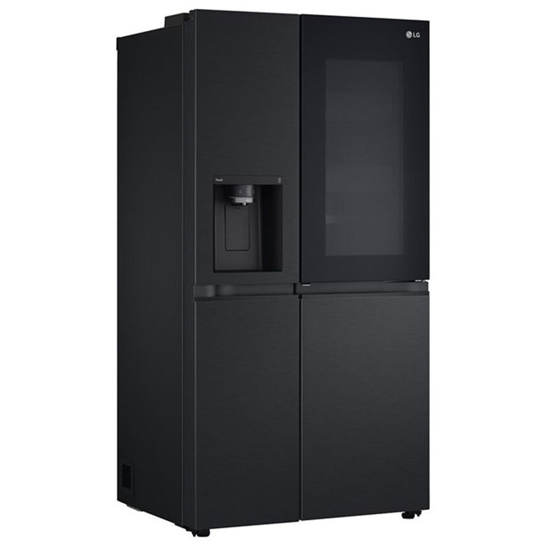 LG 635L Three Door Side by Side InstaView Fridge with Ice & Water Dispenser Matte Black GS-V600MBLC