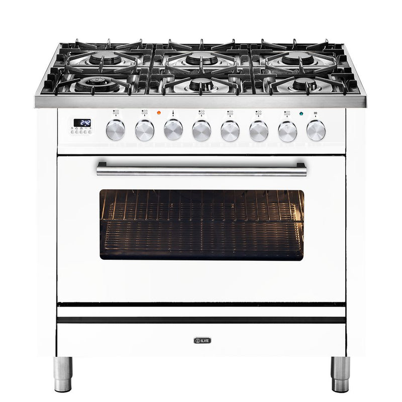 ILVE Professional Plus 90 cm range cooker with 6 burners P096DWE3/WH