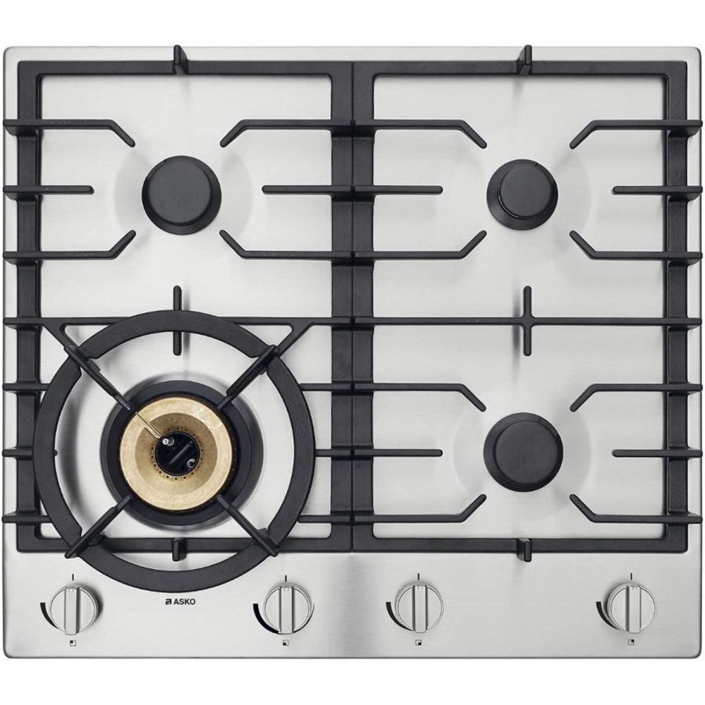 ASKO 60cm Natural Gas Cooktop with Fusion Volcano Wok Burner Stainless Steel HG1666SD