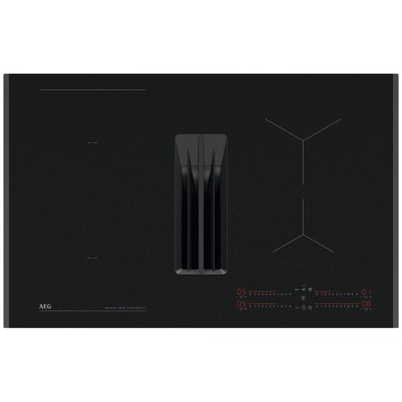 AEG 80cm 6000 Series 4 Zone Induction Cooktop with Integrated Rangehood NCH84B03FZ