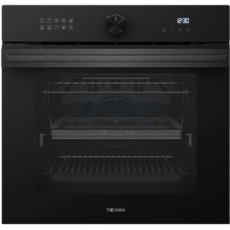 TECHNIKA 600MM BLACK ELECTRIC OVEN WITH 11 COOKING FUNCTIONS INCLUDING AIR FRY & PYROLYTIC CLEAN TGPO611ABK