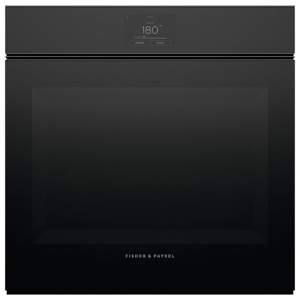 Fisher & Paykel Series 9 Minimal 60cm Handleless Pyrolytic Oven Black Glass OB60SMPTNB1
