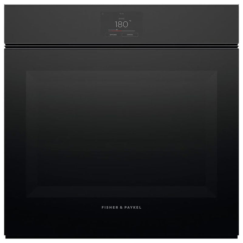 Fisher & Paykel Series 9 Minimal 60cm Handleless Pyrolytic Oven Black Glass OB60SMPTNB1