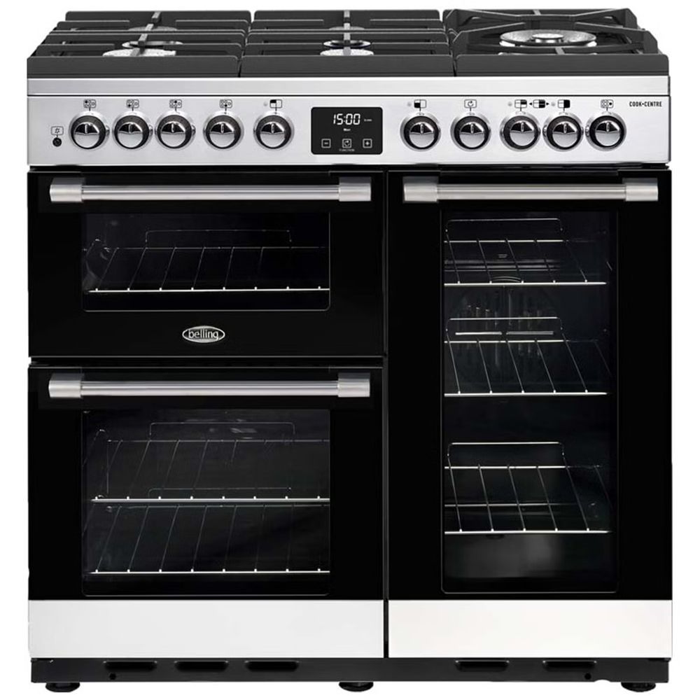 Belling Cookcentre 90cm Deluxe Dual Fuel Freestanding Oven/Stove Stainless Steel BCC900GTGSS