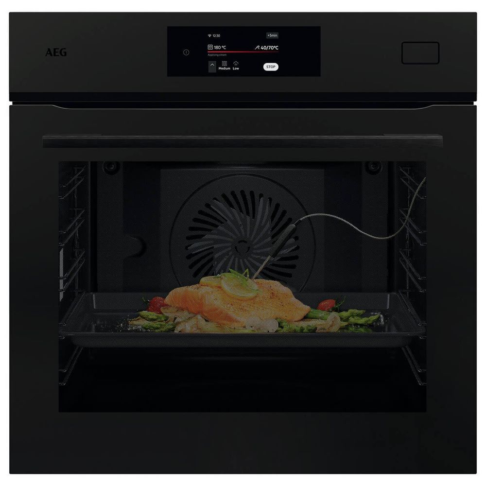 AEG 60cm 8000 Series SteamPro Built-In Combi-Steam Oven – Matte Black NBB8S731AT