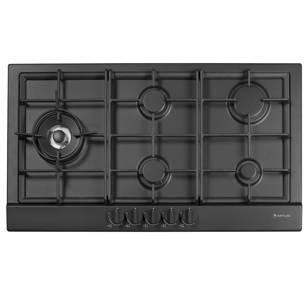 Artusi 90cm Natural Gas Cooktop Matte Black AGH91MB